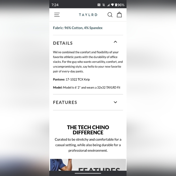 TAYLRD 32wx34L chino tech pants - Picture 6 of 9